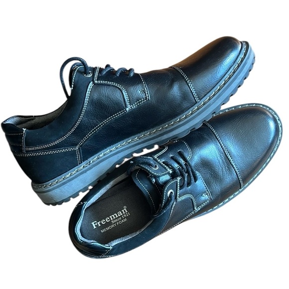 New Freeman Jason 1921 Tie Oxford Shoe Black  Versatile Preppy Memory Foam 8M - Picture 1 of 13